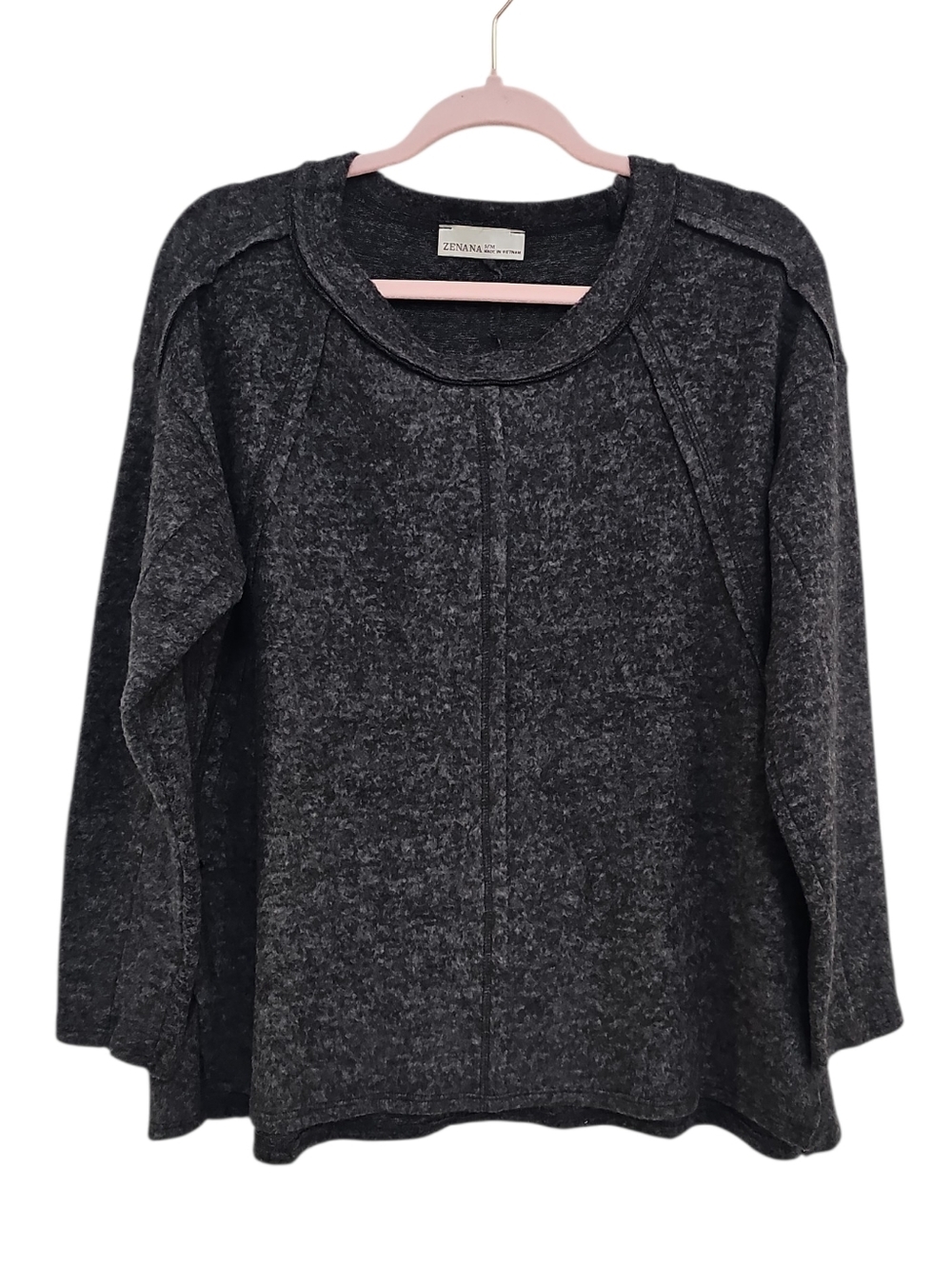 New Zenana Henley Tee Top Womens Plus Size 1X 2X Gray